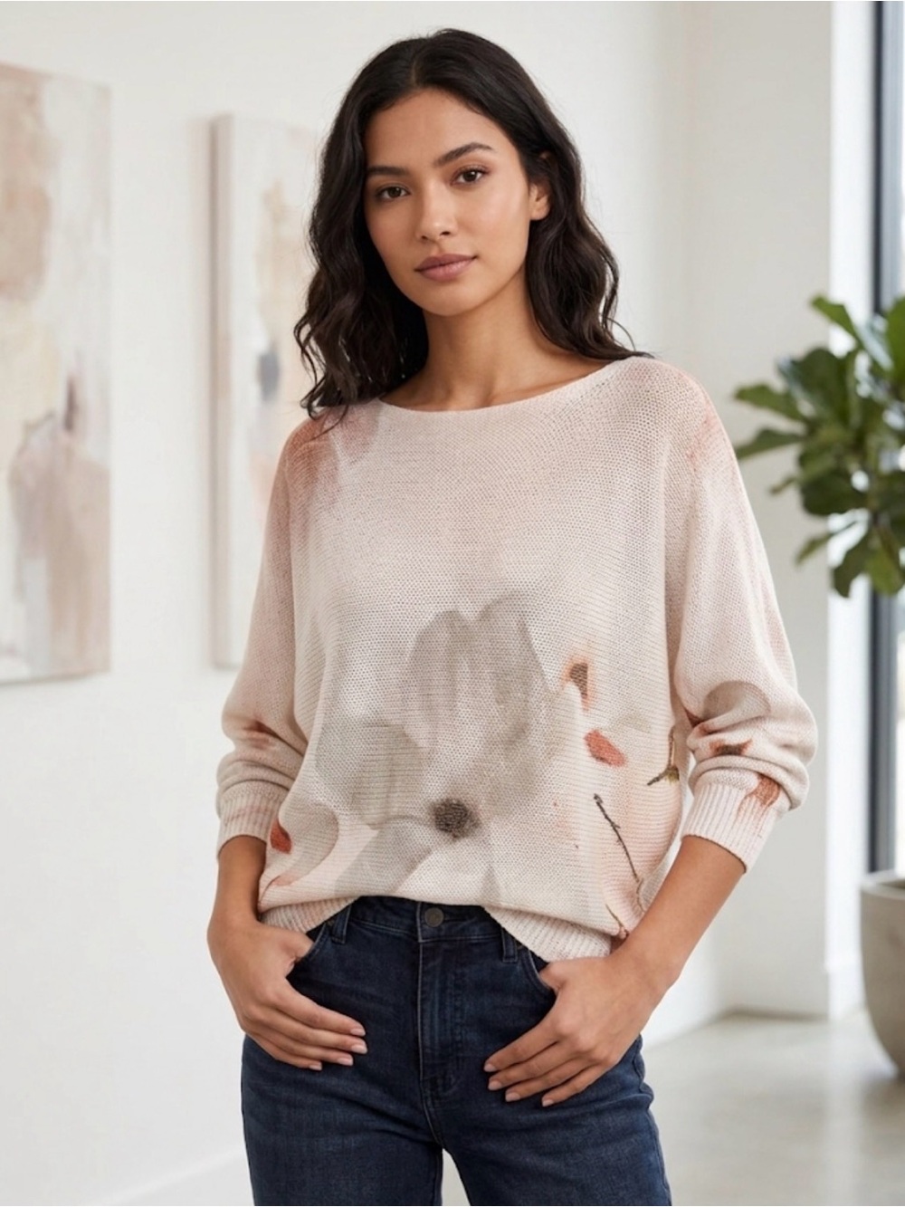 Vintage Luisa Ricci Oversized Floral Knit Sweater